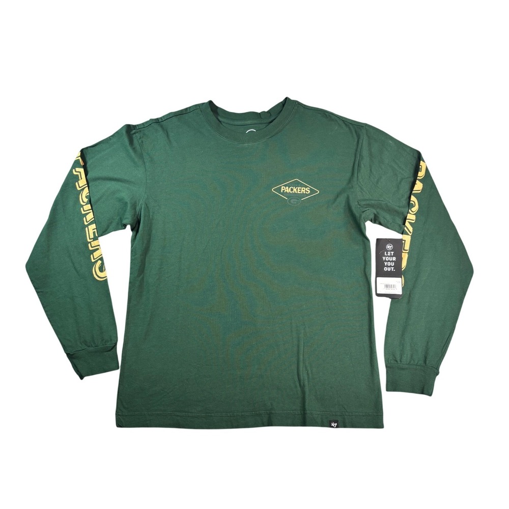 47 Brand Green Bay Packers Long Sleeve T-Shirt Mens Small Green NFL Cotton